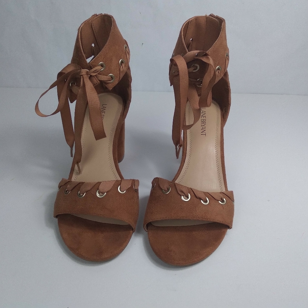 Lane Bryant palamino tan size 11W block gourmet lace heel